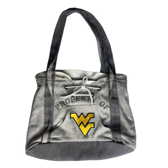 West Virginia University Hoodie Tote Bag Purse Gray Yellow Snap Closure - Picture 1 of 8